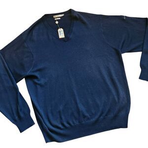 Peter Millar Sweater Mens XXL Merino Wool Golf Kraft Nabisco V Neck New Navy Blu